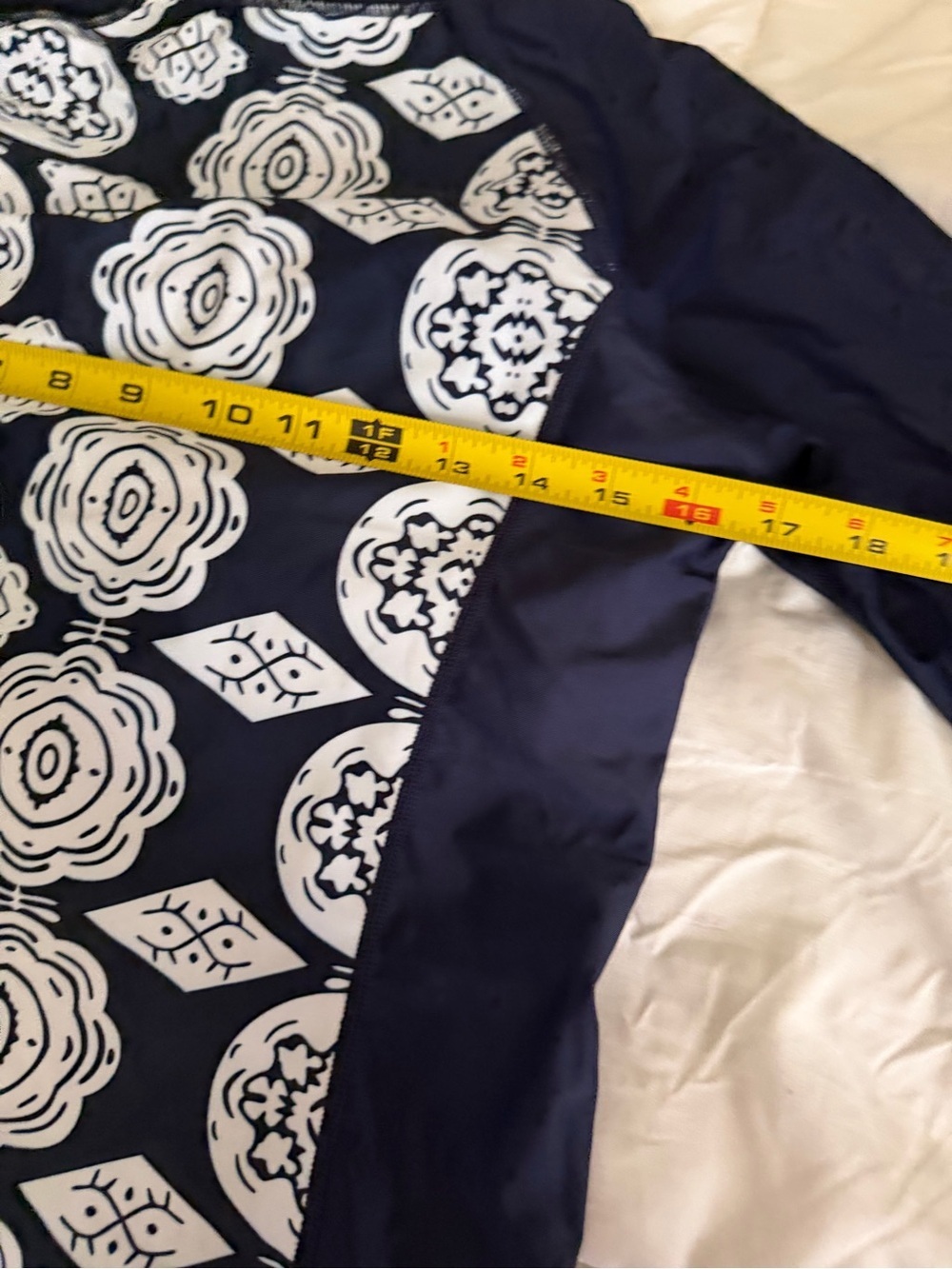 Navy and White Printed Long Sleeve Rash Guard - Picture 3 of 5